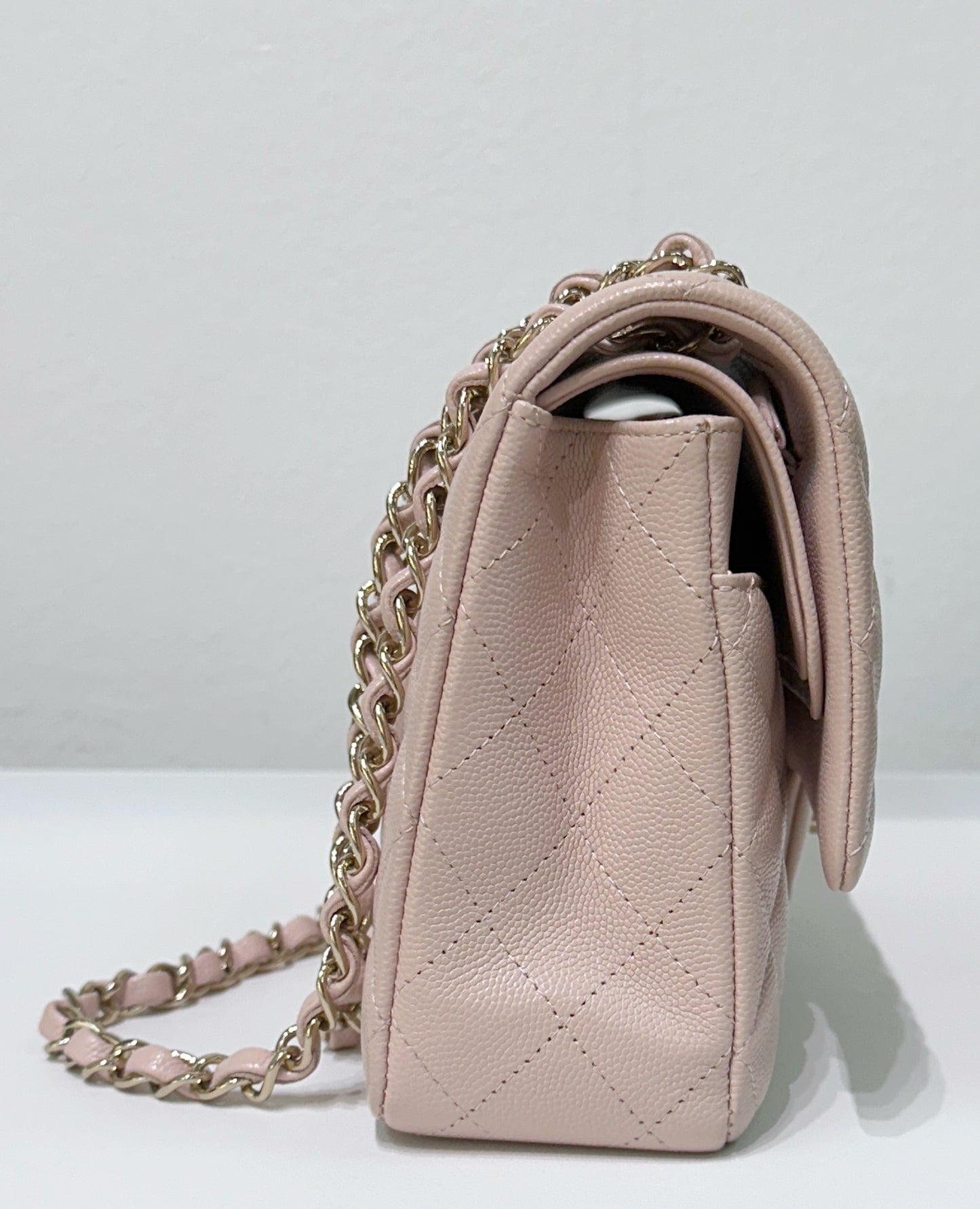 Chanel Medium Caviar Quilted Double Flap Light Pink 21Ｃ