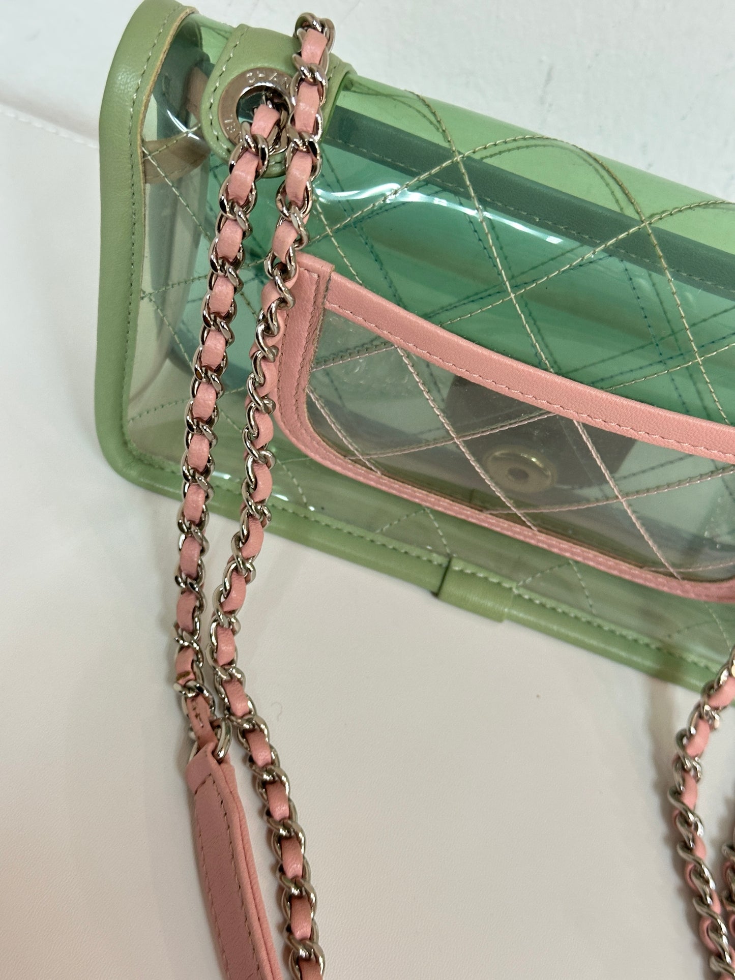 Chanel Mini Coco Splash PVC Flap Bag Blue/Green/Pink SHW 2562 holo