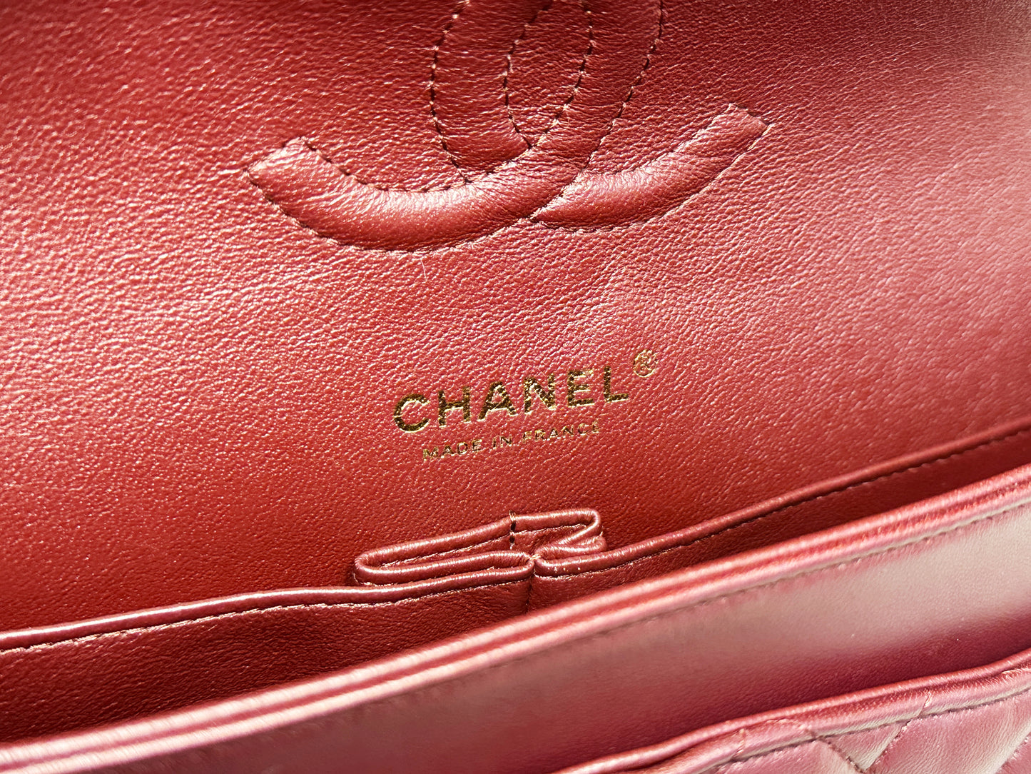 Chanel Classic Quilted Lambskin Medium Double Flap Bag Burgundy 2173 holo