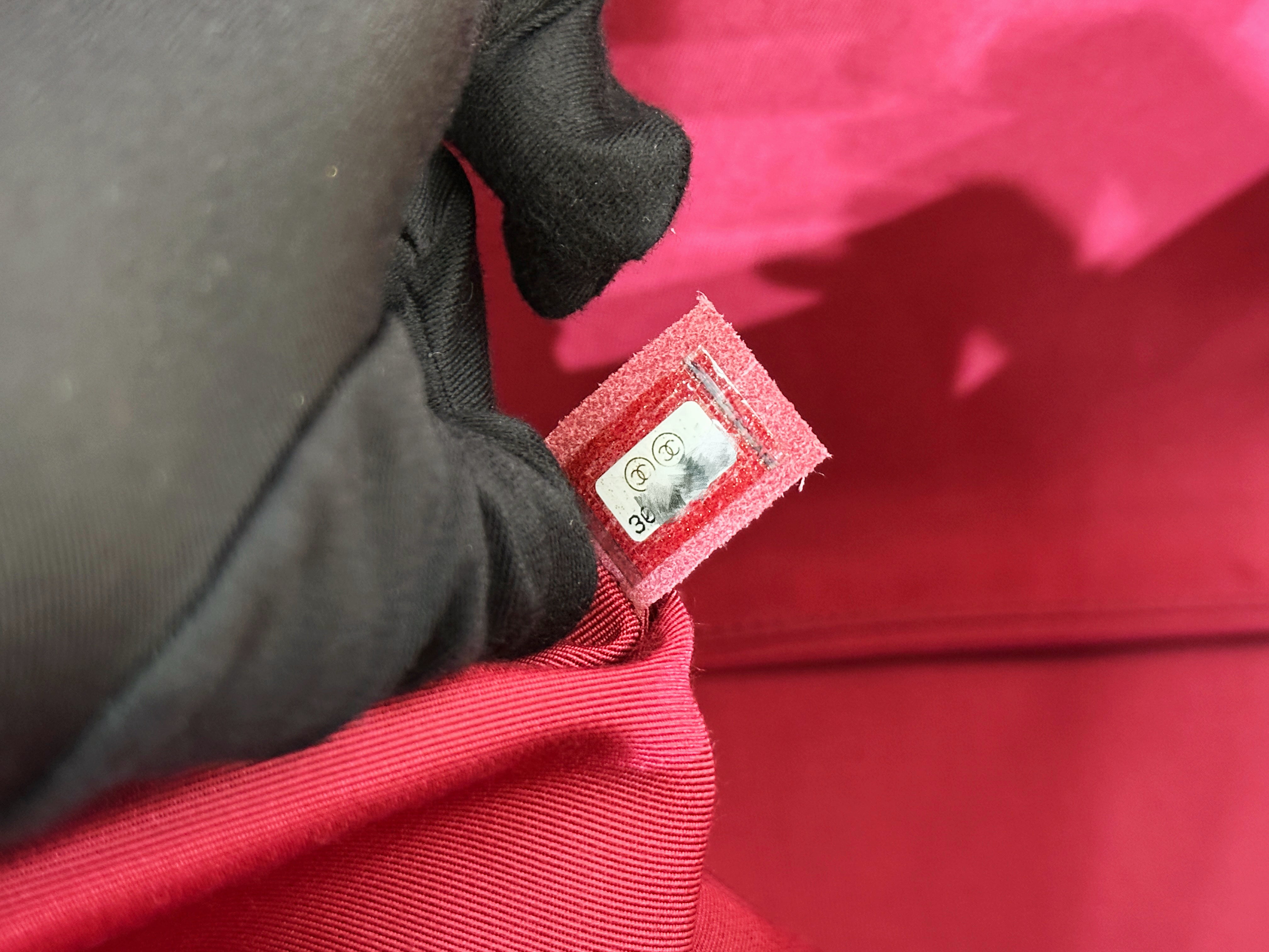 Chanel Red Grained Calfskin XL Small Travel Flap Bag Light Gold Hardware