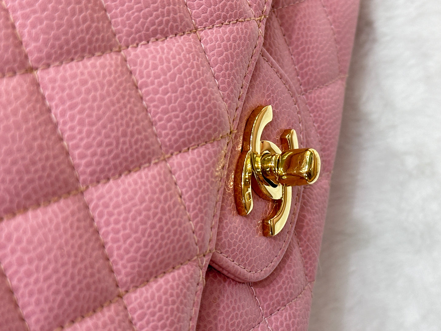 Chanel Medium Vintage Sakura Pink Caviar Classic Double Flap Bag 24K GHW