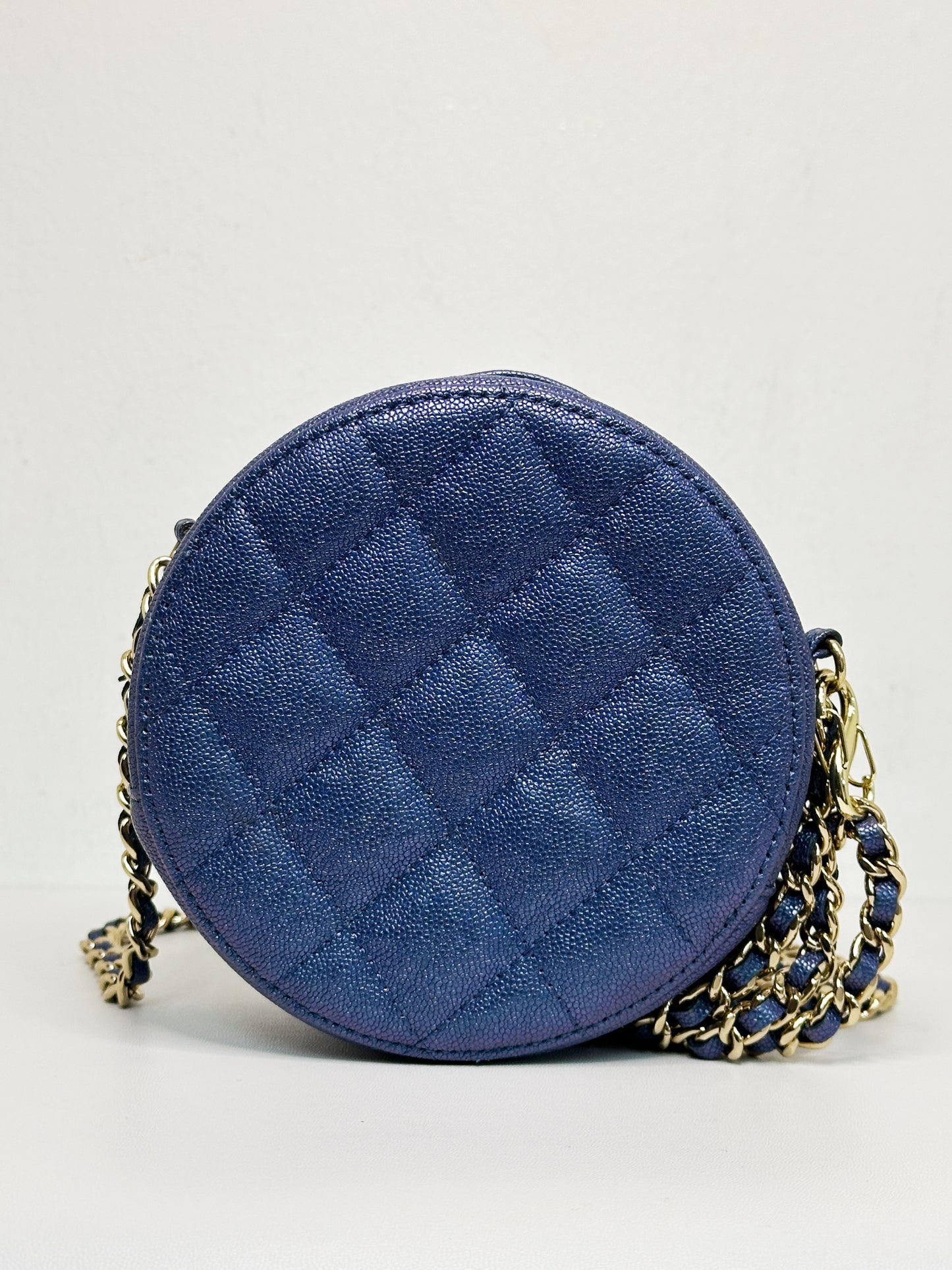 Chanel Matelasse Classic Chain Shoulder Bag Blue 2798 holo card