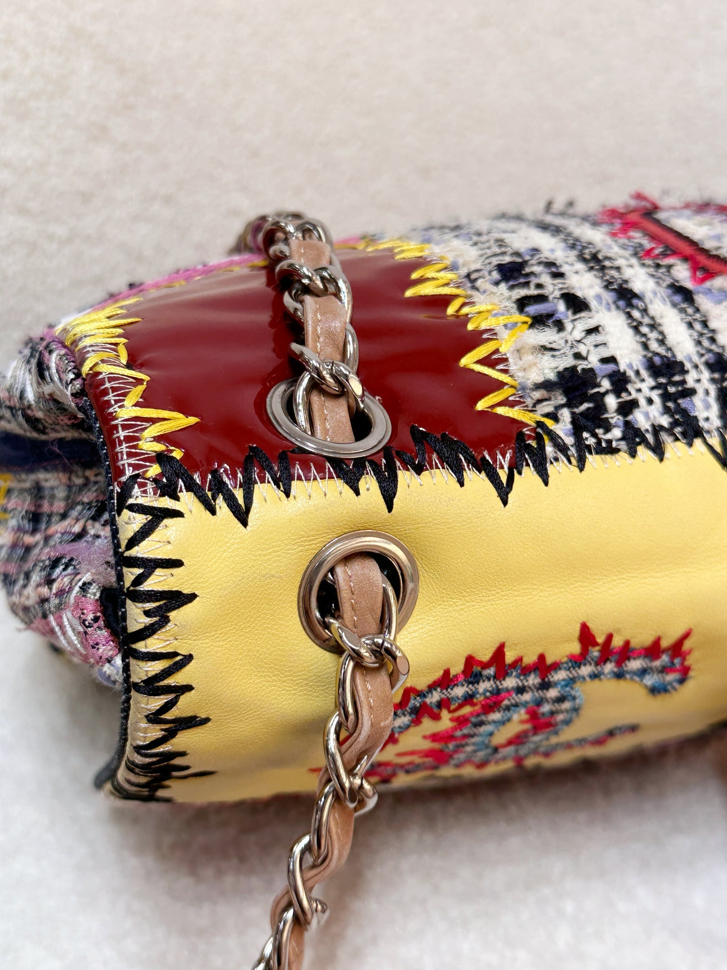 CHANEL TIMELESS PATCHWORK MULTICOLOR JUMBO SINGLE FLAP BAG 1443 holo card