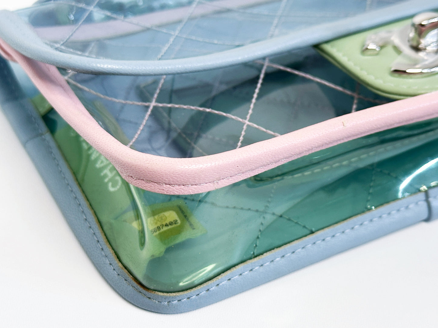 Chanel Coco Splash PVC Mini Flap Bag Blue/Green/Pink 2569 holo