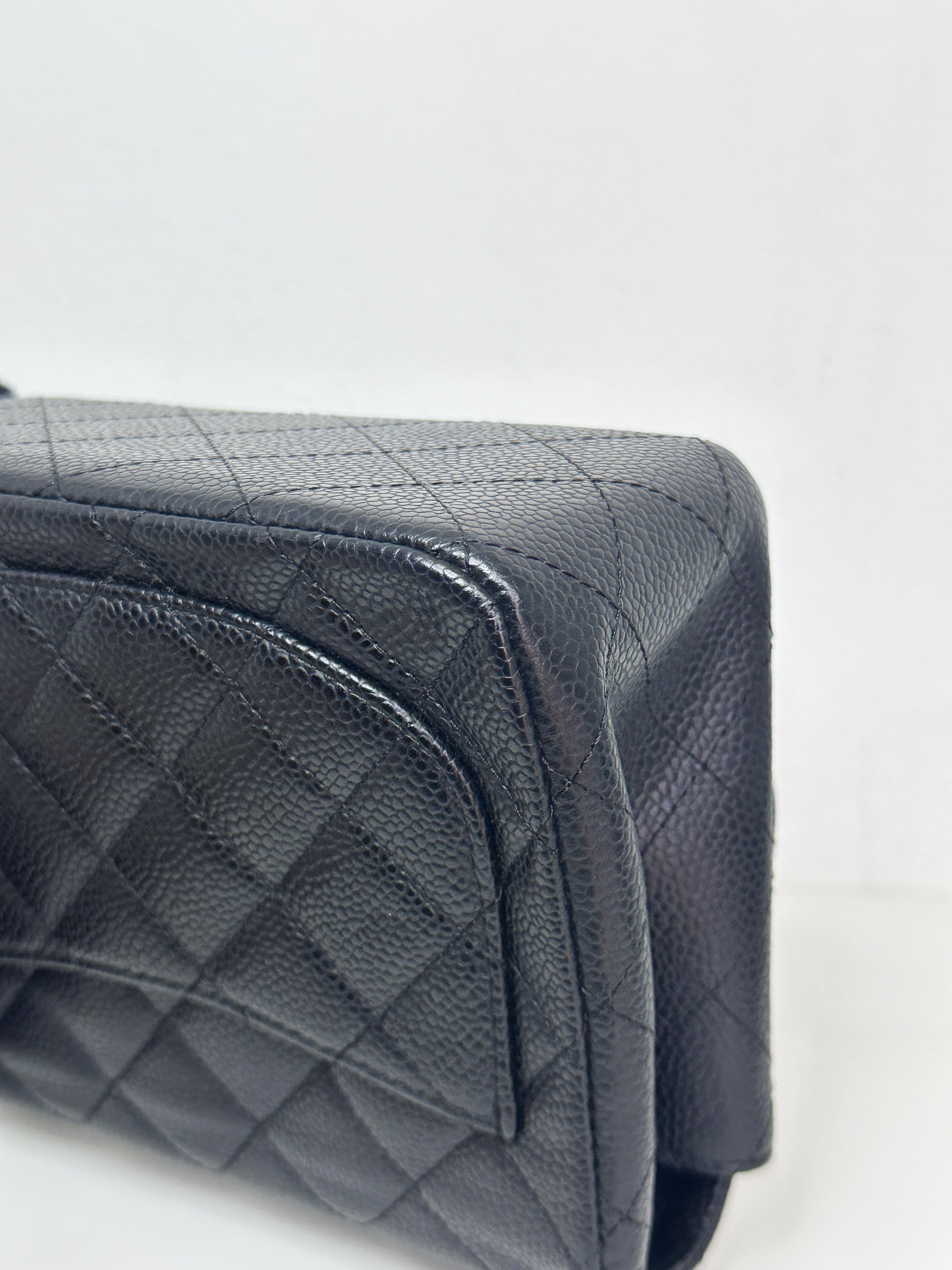 Chanel Mini Square Classic Quilted Caviar Single Flap Bag Black SHW 1184 holo card