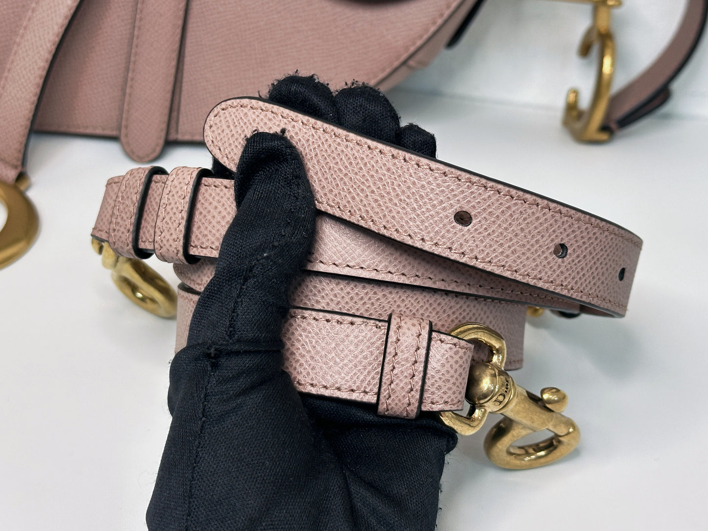 Christian Dior Saddle Bag with Strap Golden Saddle Nude Brush Grained Calfskin 2023 year