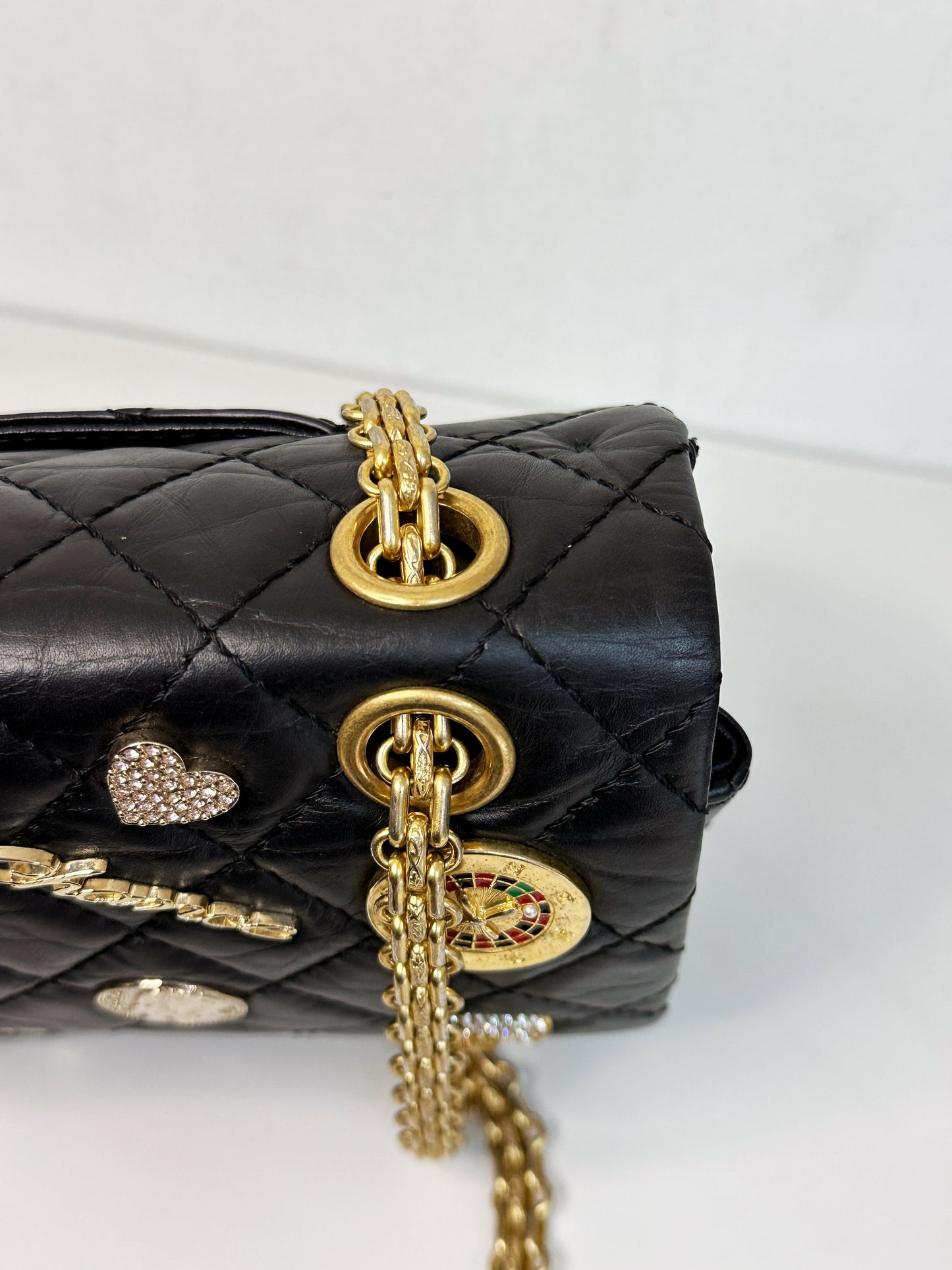 Chanel Small 2.55 Reissue Aged Calfskin Lucky Charms 225 Flap Black GHW