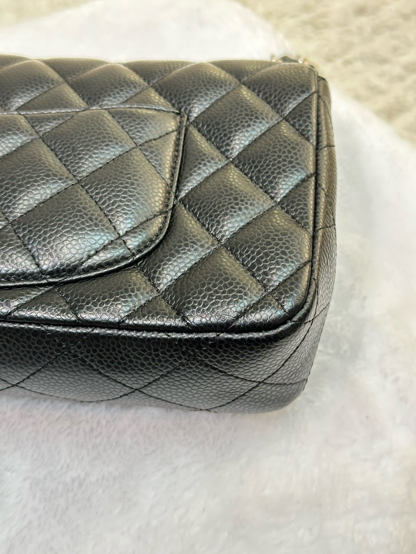 Chanel Caviar East West Flap Bag Black SHW 1186 holo card