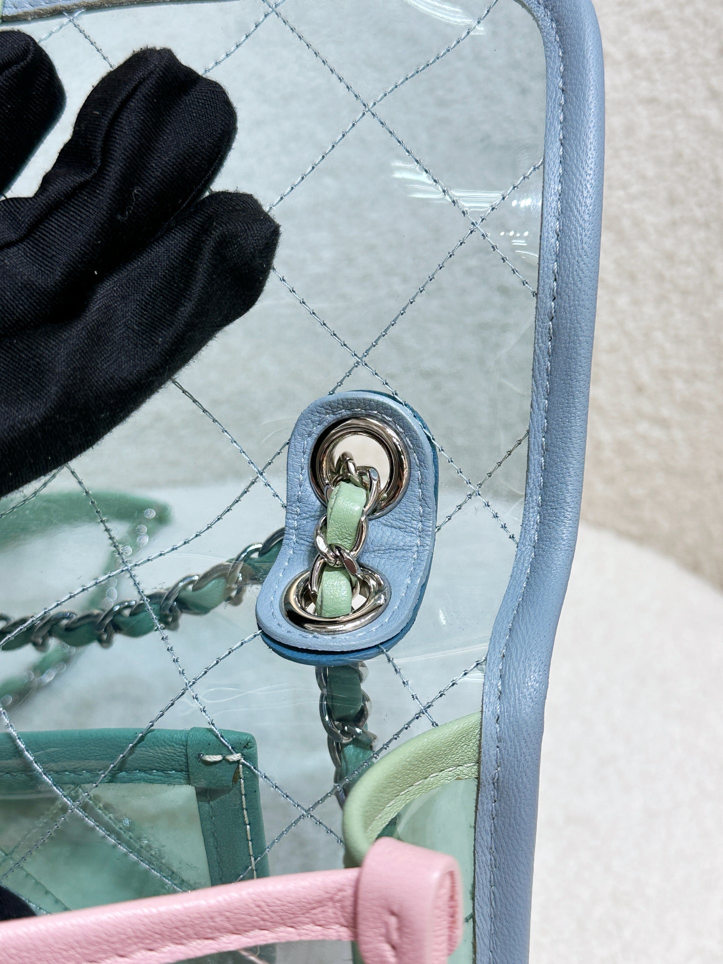 Chanel Coco Splash PVC Medium Flap Bag Blue/Green/Pink 2562 holo