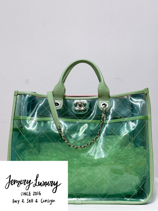 Chanel PVC Green/Pink/Blue Tote bag 2584 holo card