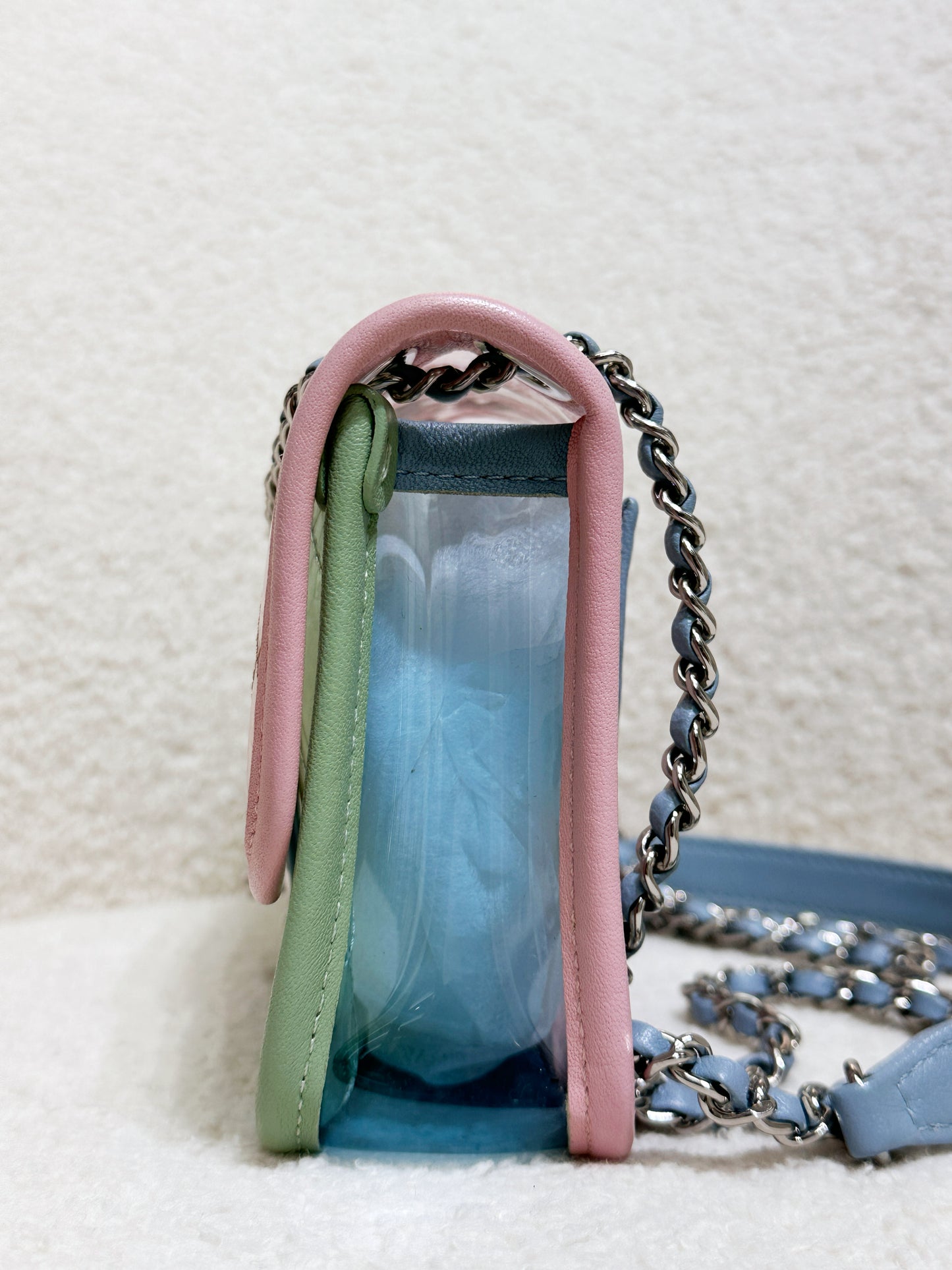 Chanel Coco Splash PVC Mini Flap Bag Pink/Green/Blue 2576 holo card