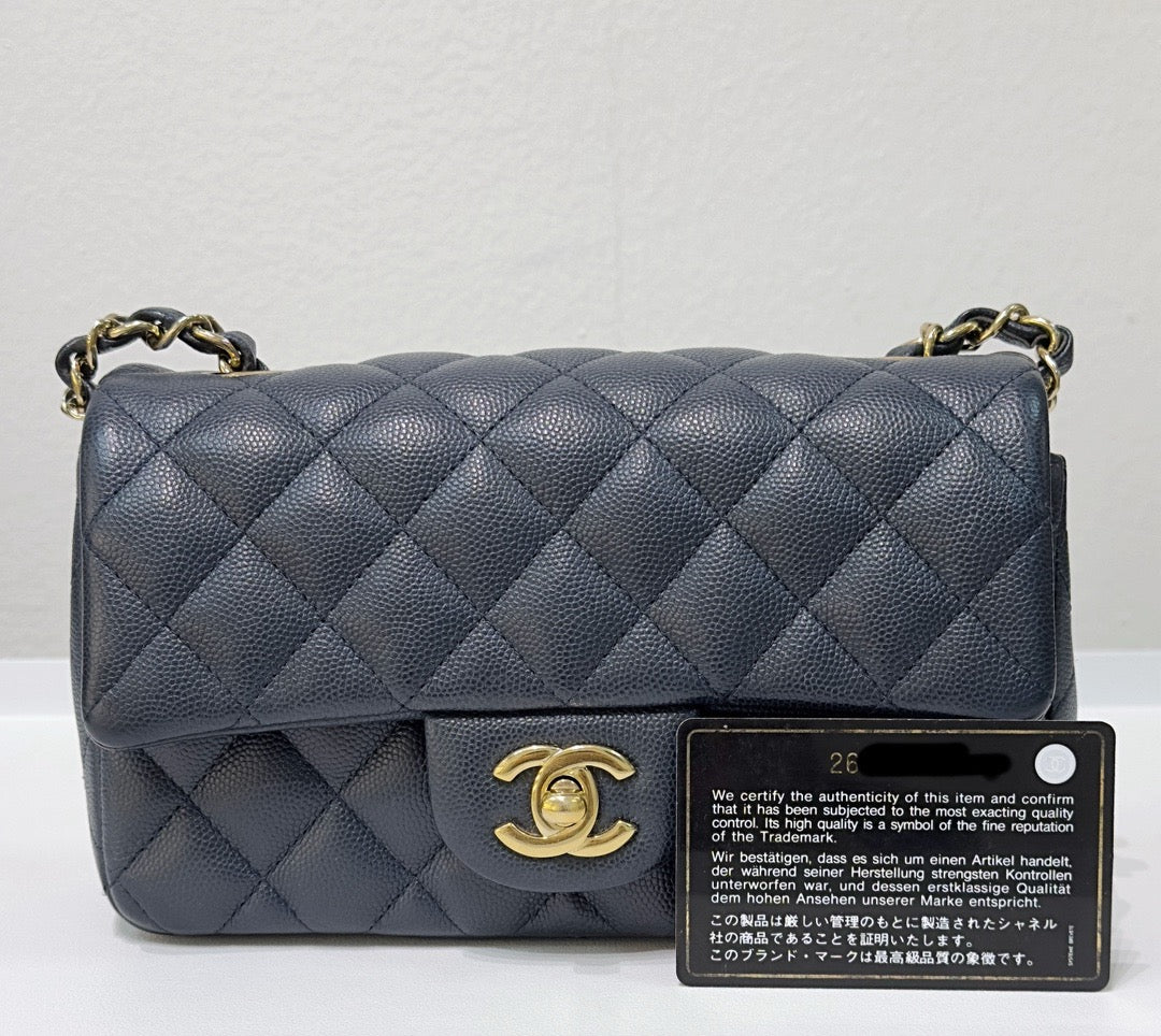 Chanel Mini Rectangular Caviar Navy Blue GHW