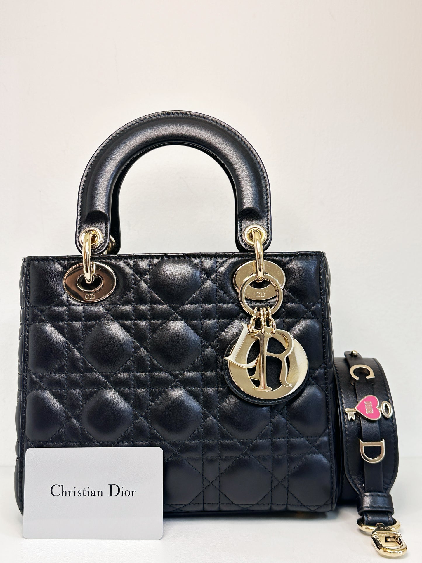 CHRISTIAN DIOR Lambskin Cannage Small My ABCDior Lady Dior Black GHW