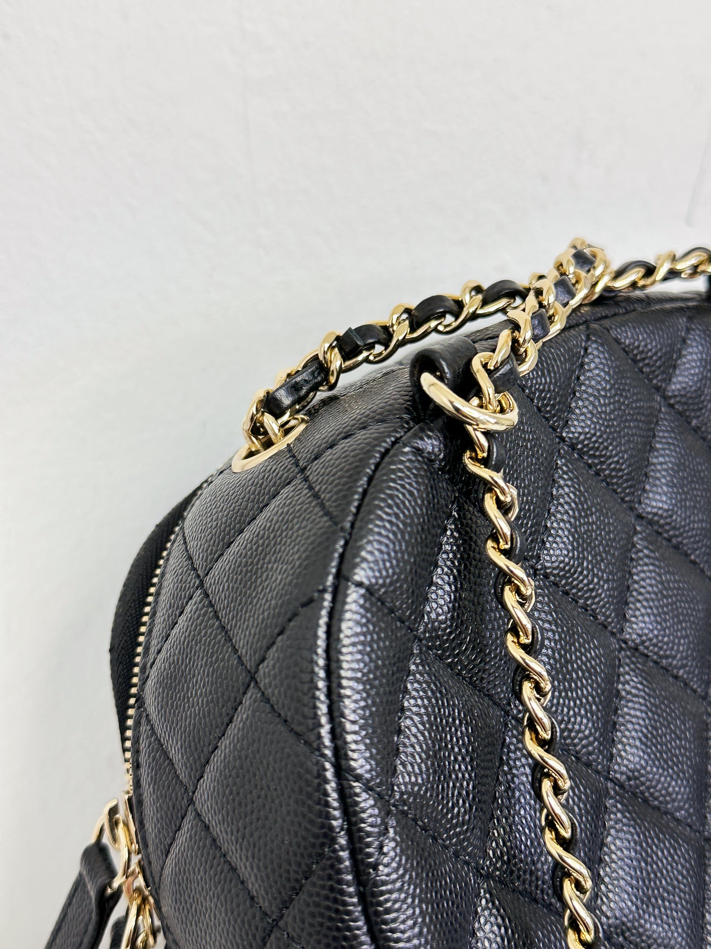 Chanel CC Day Backpack Quilted Caviar Mini Black 268 holo card