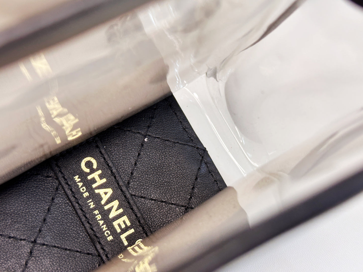 Chanel Medium Lambskin CoCo Sand PVC Sand By The Sea Flap With Pearl Strap Black 274 holo card