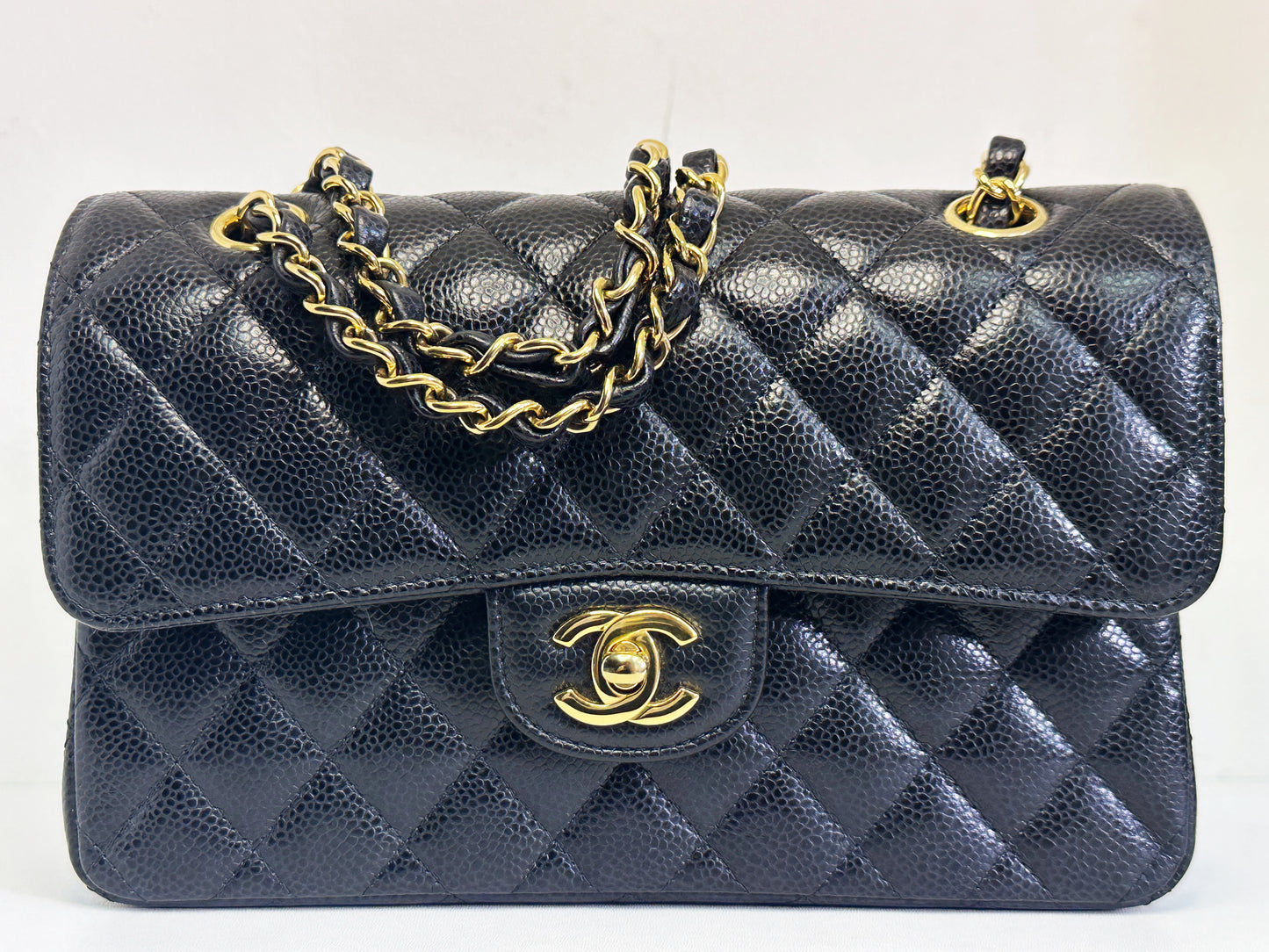 Chanel Small Classic Quilted Caviar Double Flap Bag Black TLLT Microchip