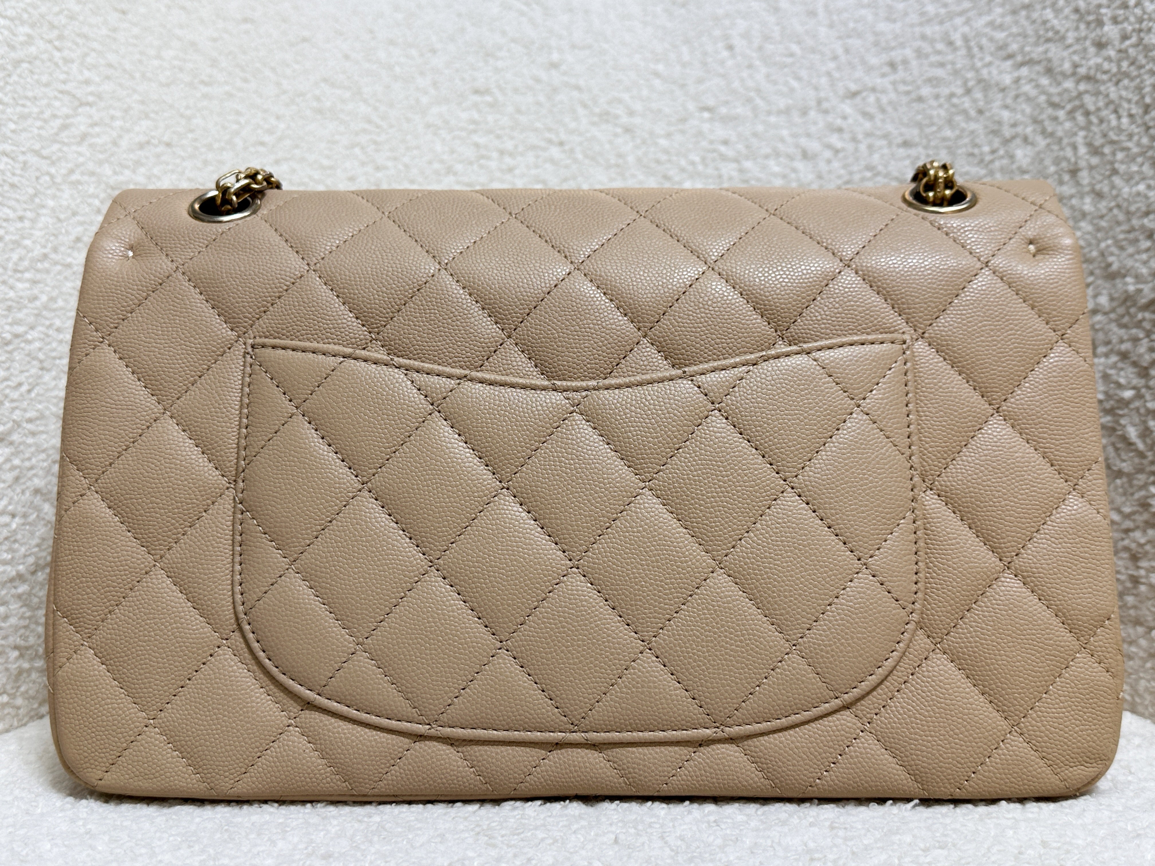 Chanel Classic Quilted Caviar 2.55 Reissue Flap Bag Beige 226 2353 holo card