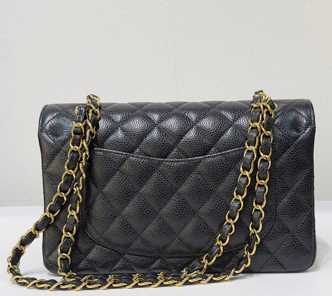 Chanel Small Classic Quilted Caviar Double Flap Bag Black