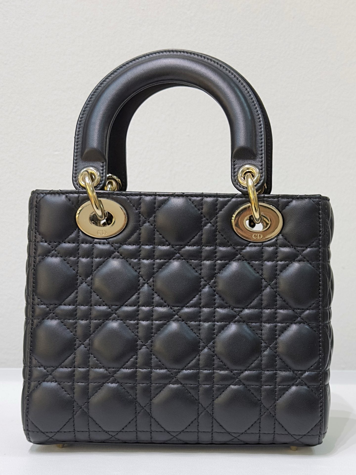 Christian Dior Small Cannage Lambskin My Lady Dior ABC Bag Black GHW