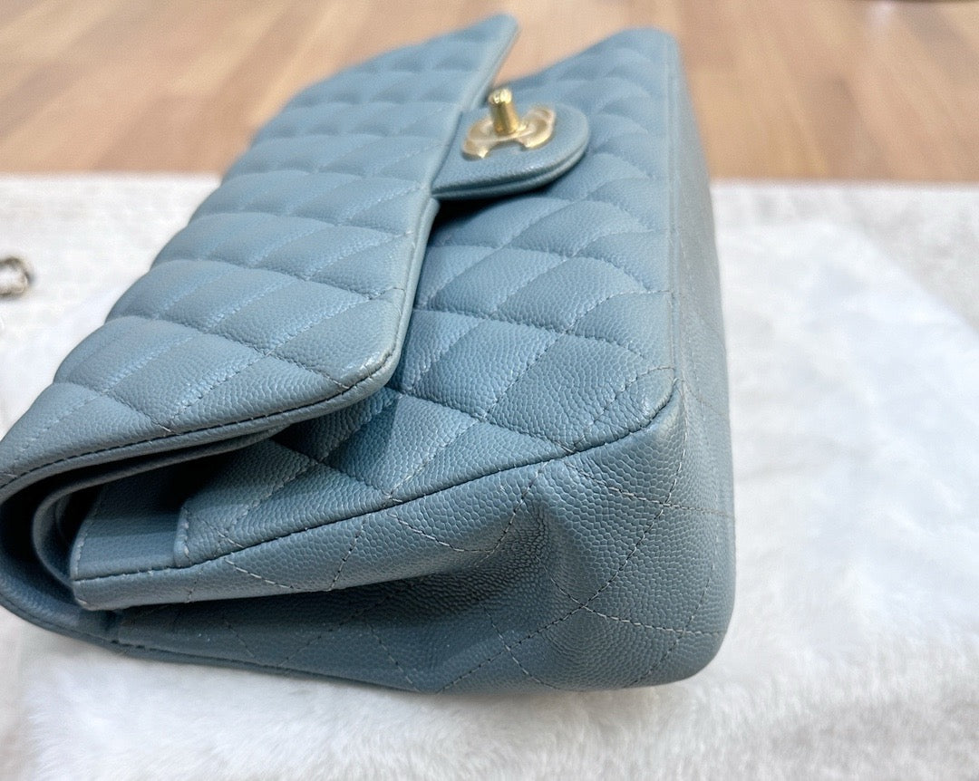 Chanel Medium Classic Sky Blue Bag 18C