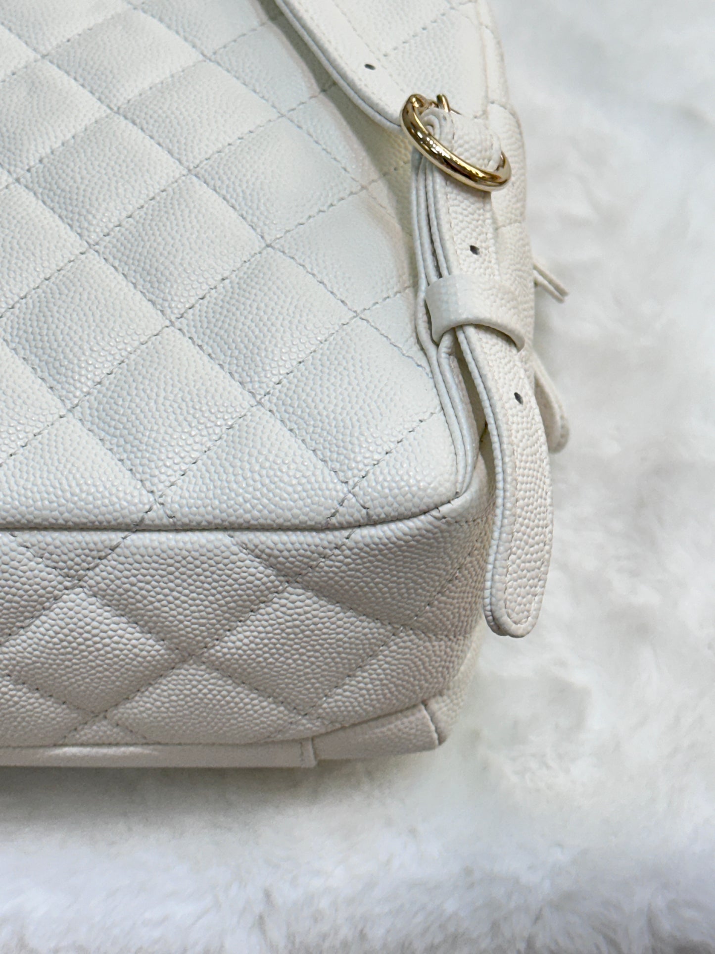 Chanel White CC Day Mini Quilted Backpack