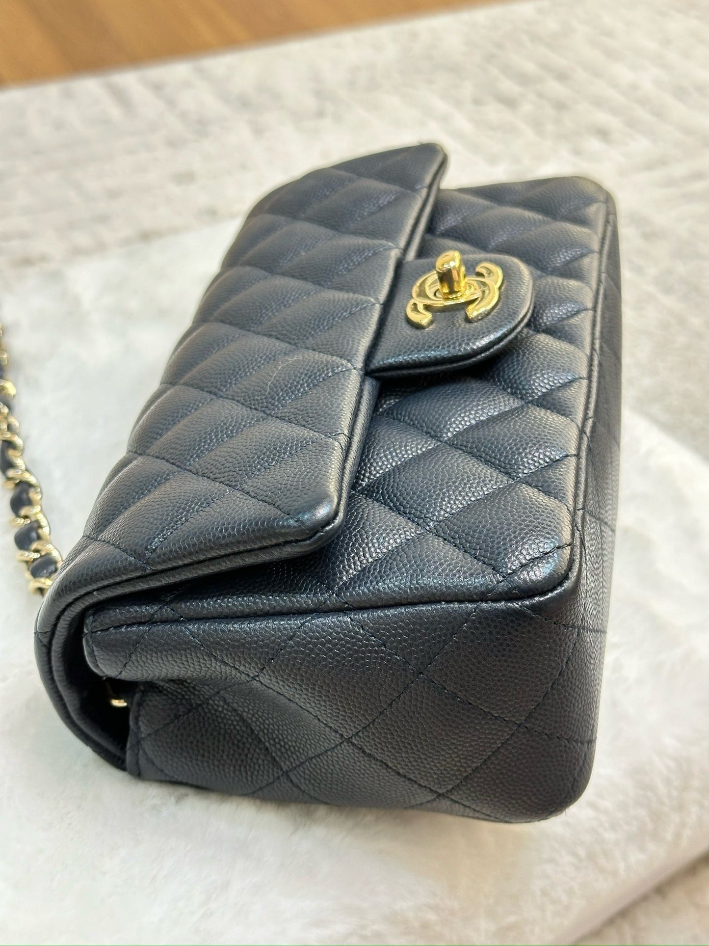 Chanel Mini Rectangular Caviar Navy Blue GHW