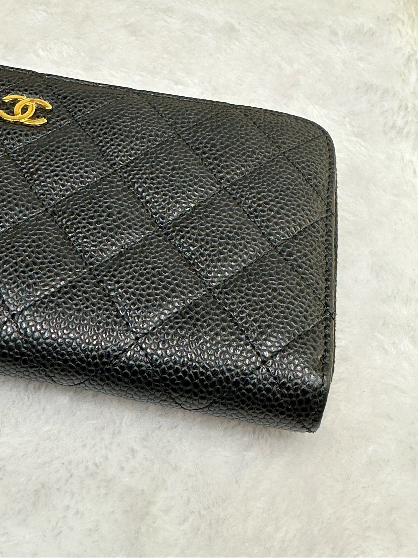 Chanel Caviar Long Zip Wallet Black GHW