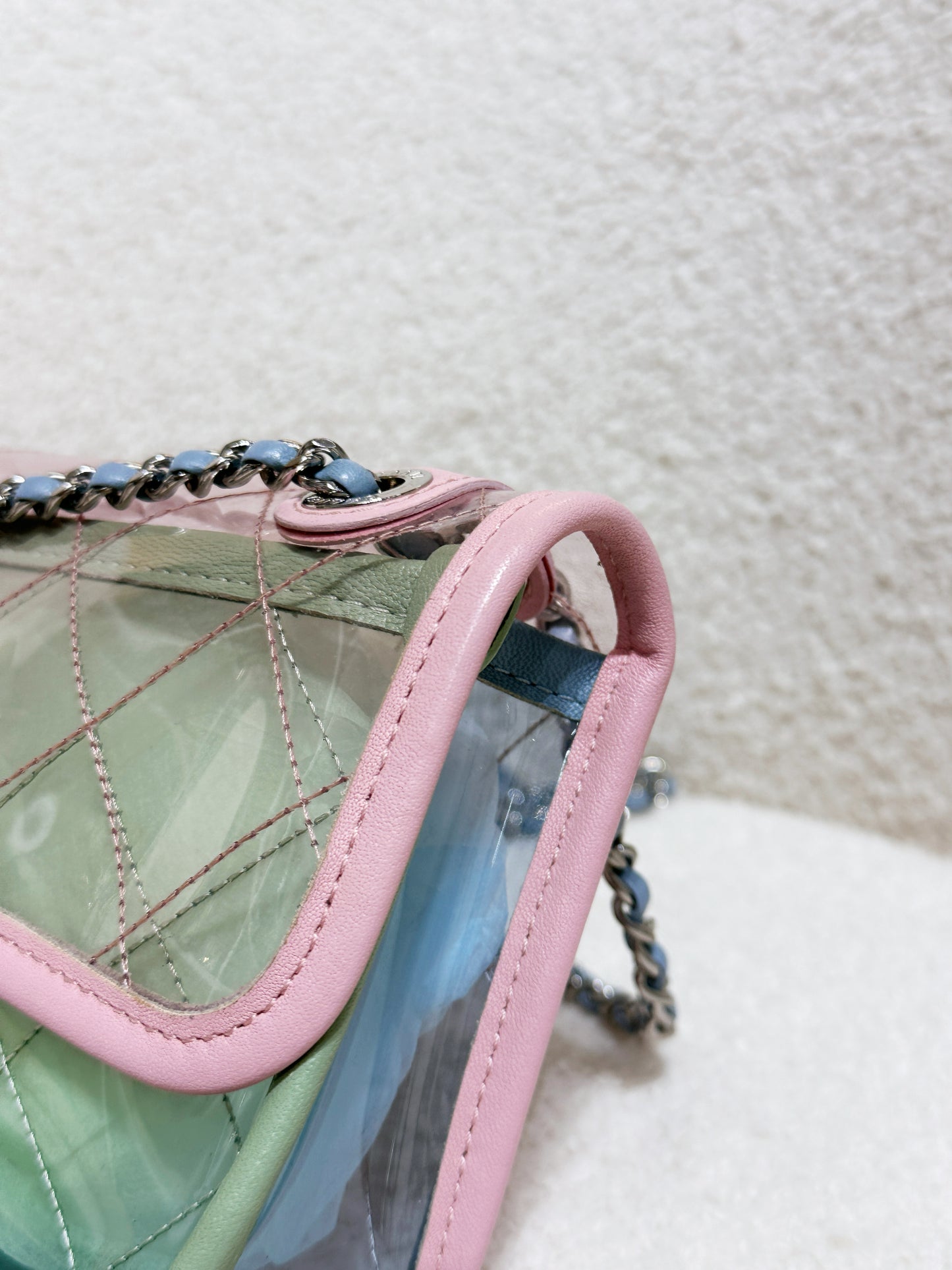 Chanel Coco Splash PVC Mini Flap Bag Pink/Green/Blue 2576 holo card