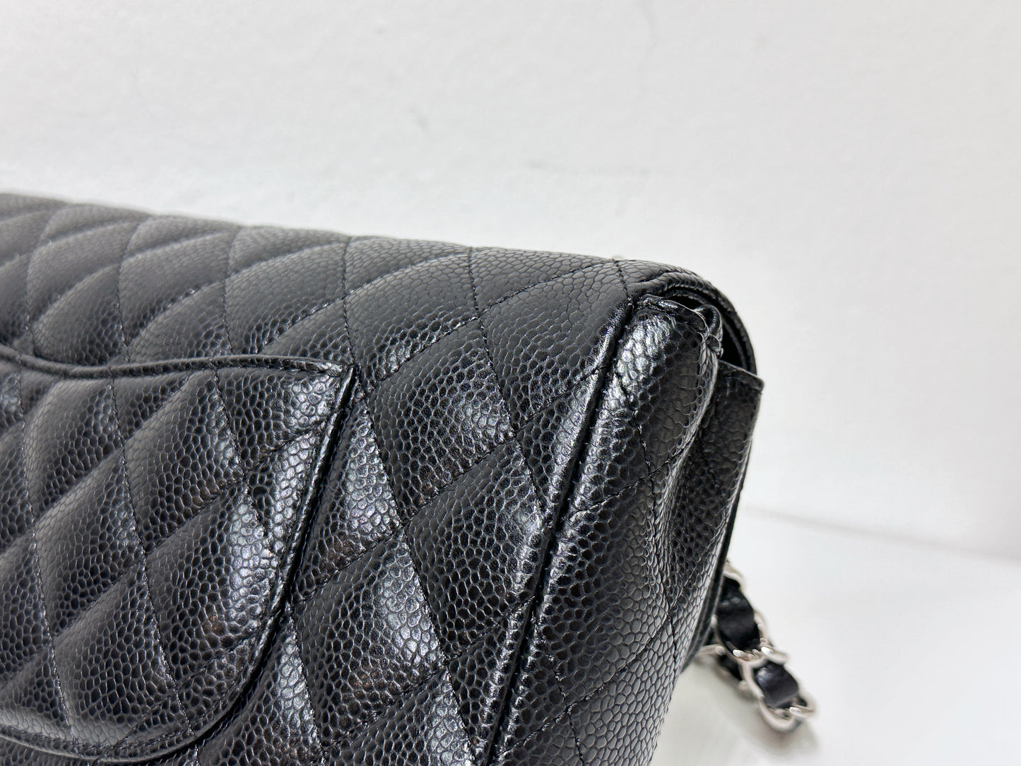 Chanel Caviar East West Flap Bag Black SHW 1172 holo card