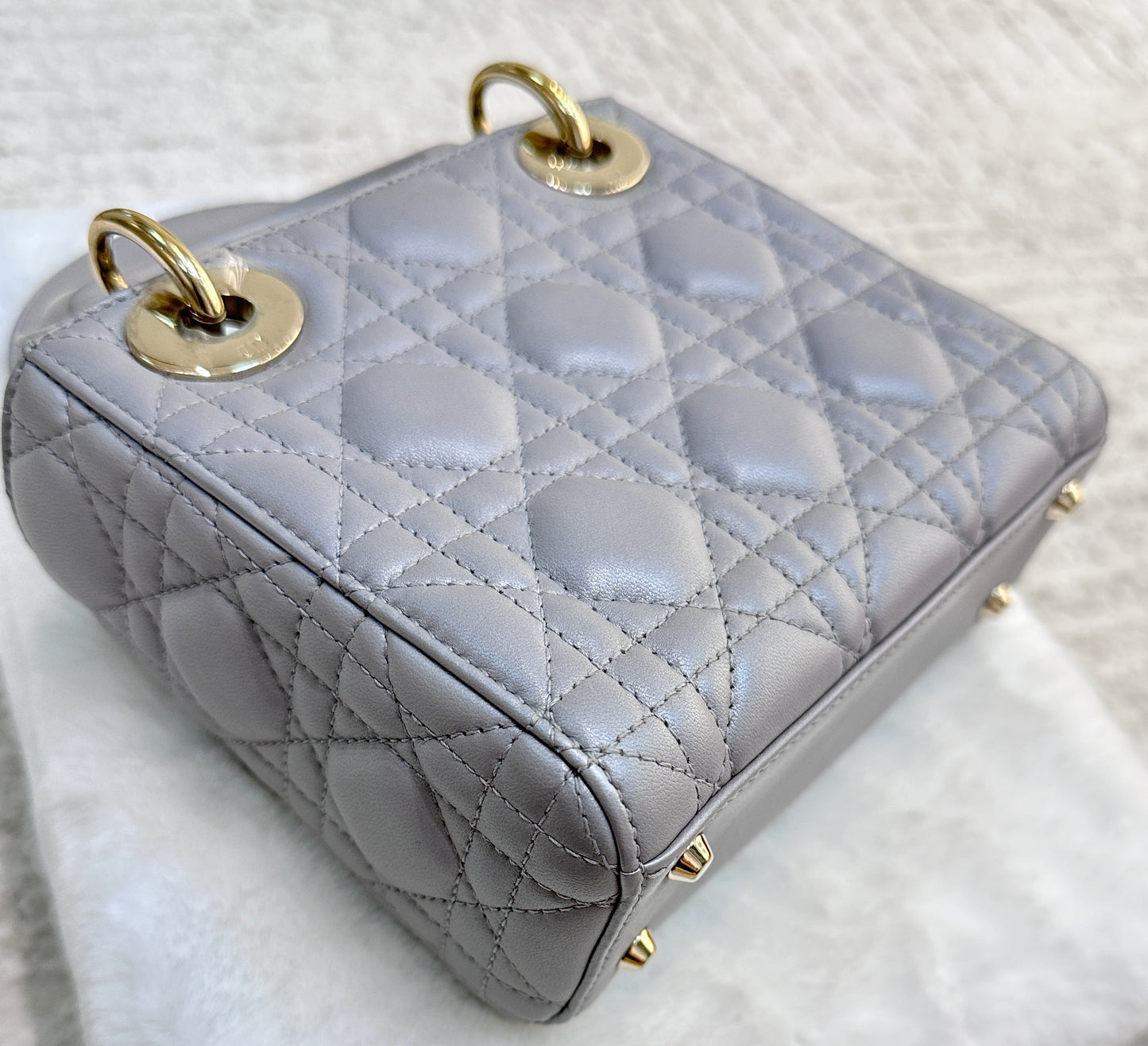 DIOR Mini Lady Dior Pearl Grey GHW