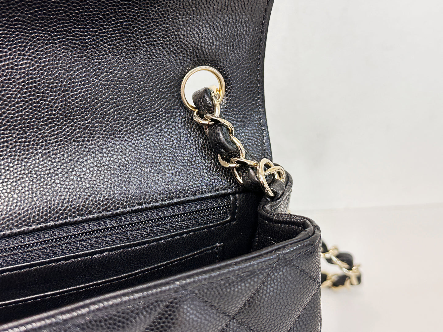 Chanel Caviar Classic Quilted Mini Rectangular Flap black GHW 2353 holo card