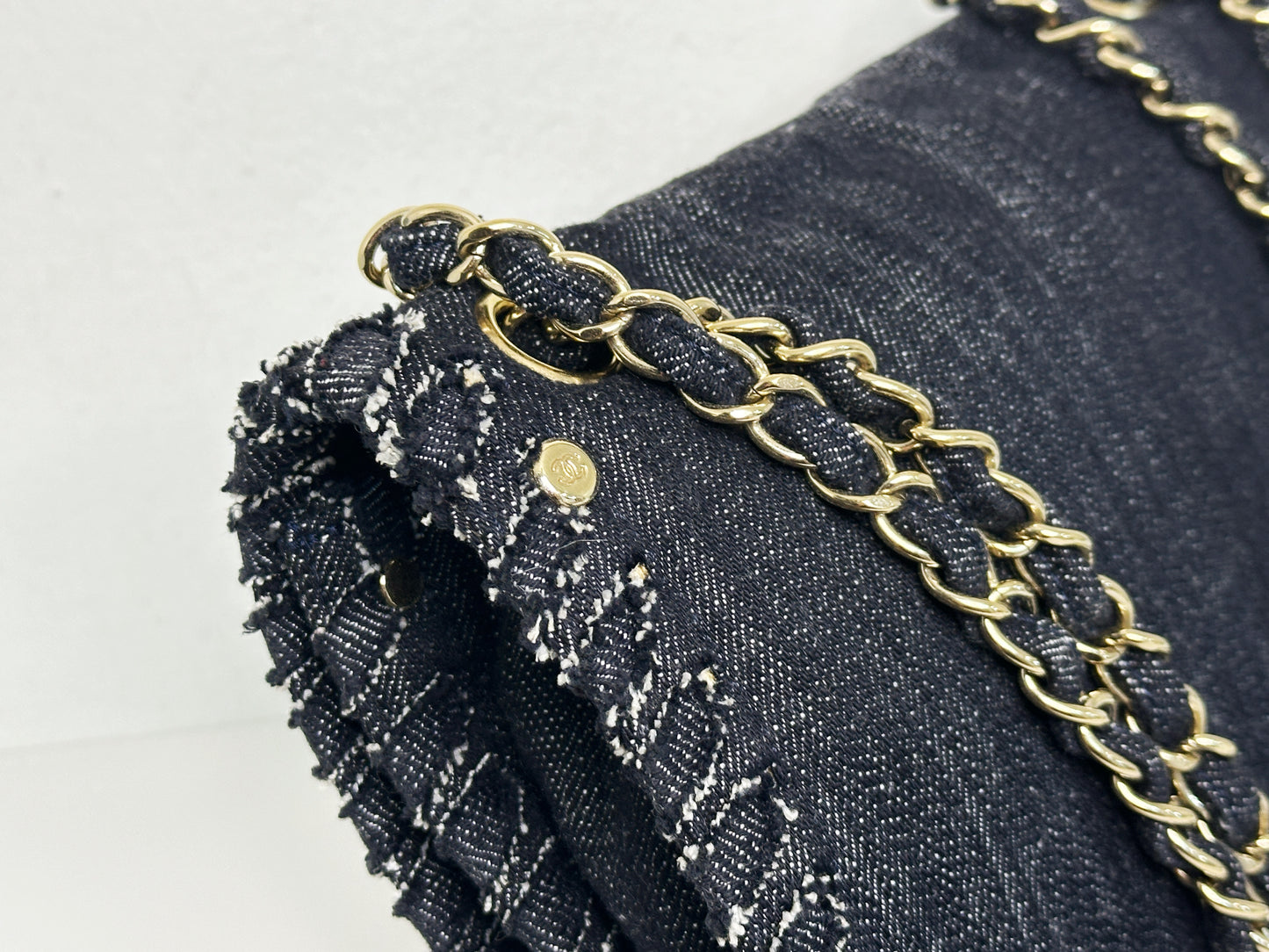 Chanel Black Denim 2.55 Night Flight Mademoiselle Flap bag 1074 holo card