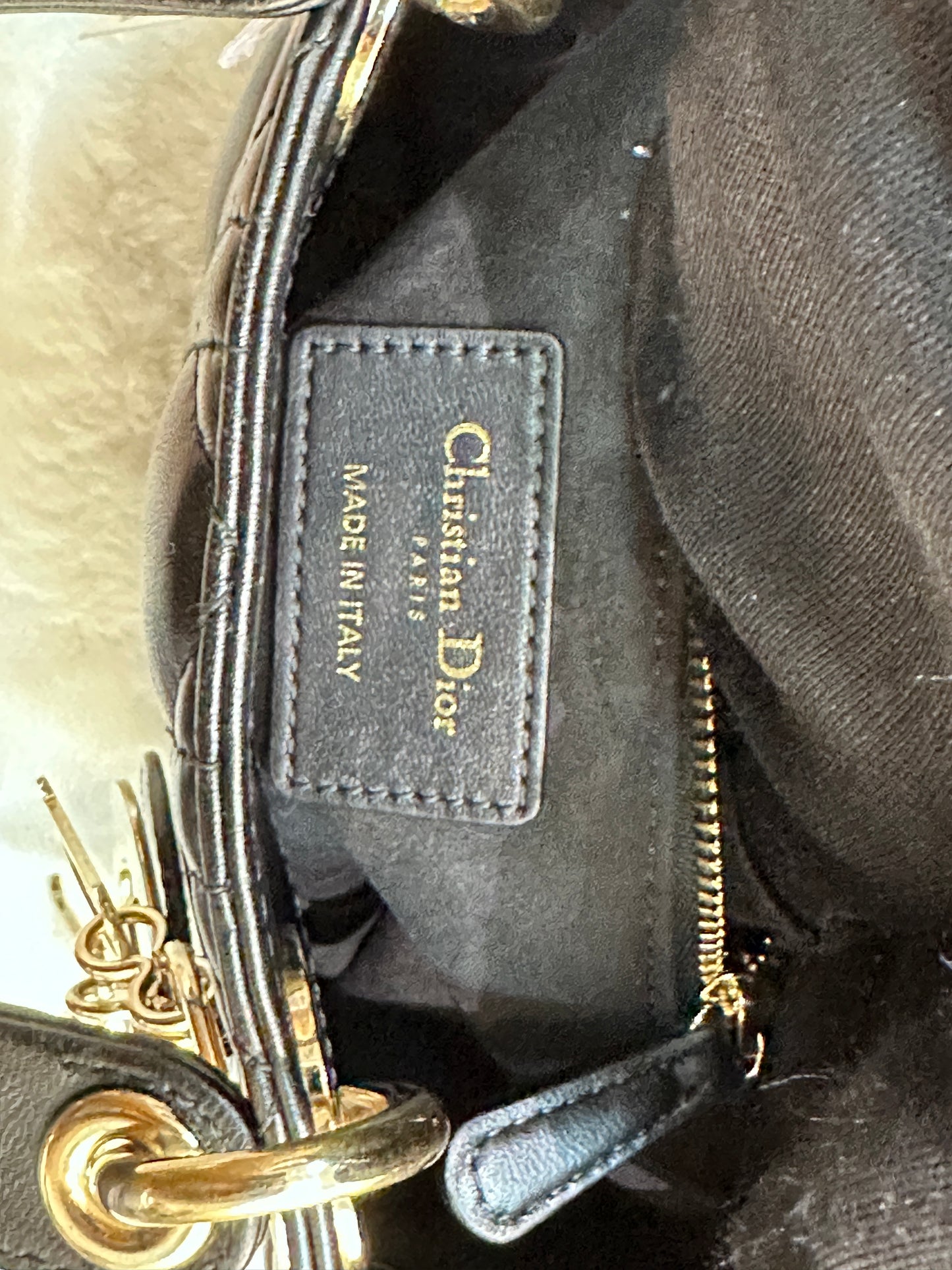 CHRISTIAN DIOR Lambskin Cannage Mini Lady Dior Black