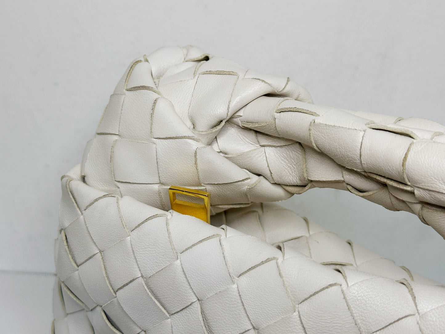 Bottega Veneta White Intrecciato Leather Mini Jodie Bag