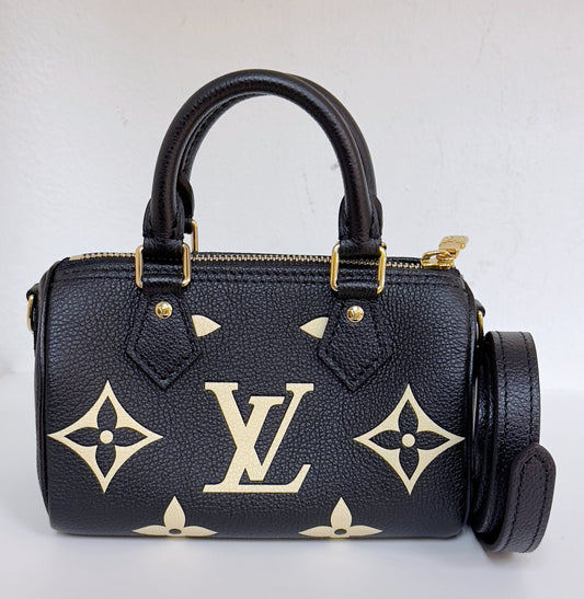 Louis Vuitton Speedy Bandouliere Nano Black Top Handle Bag in Monogram Empreinte Leather GHW