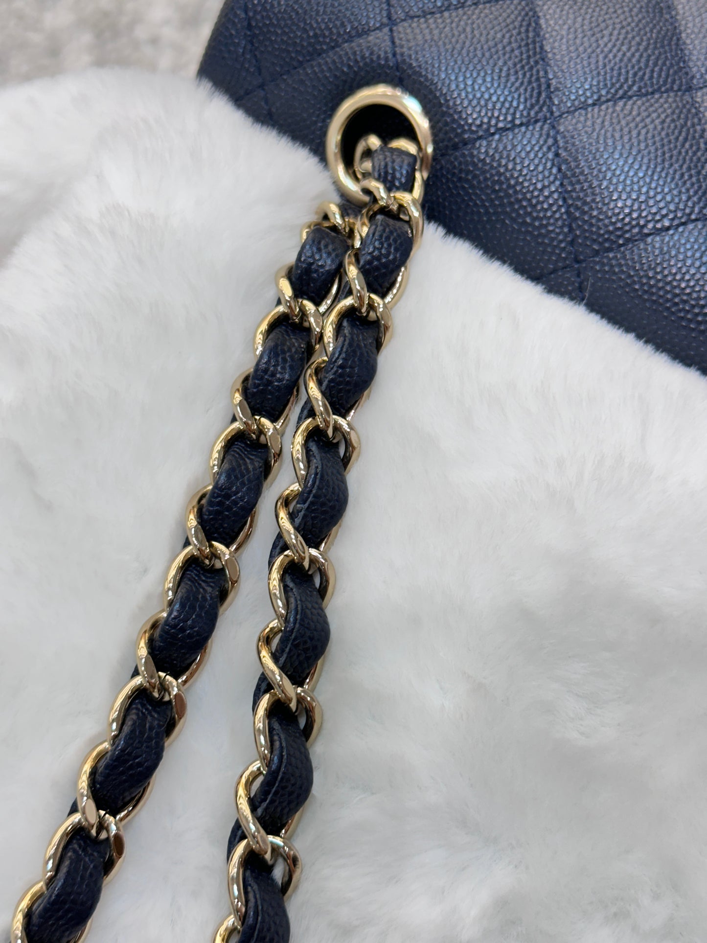 CHANEL Caviar Quilted Medium Double Flap 18B Navy