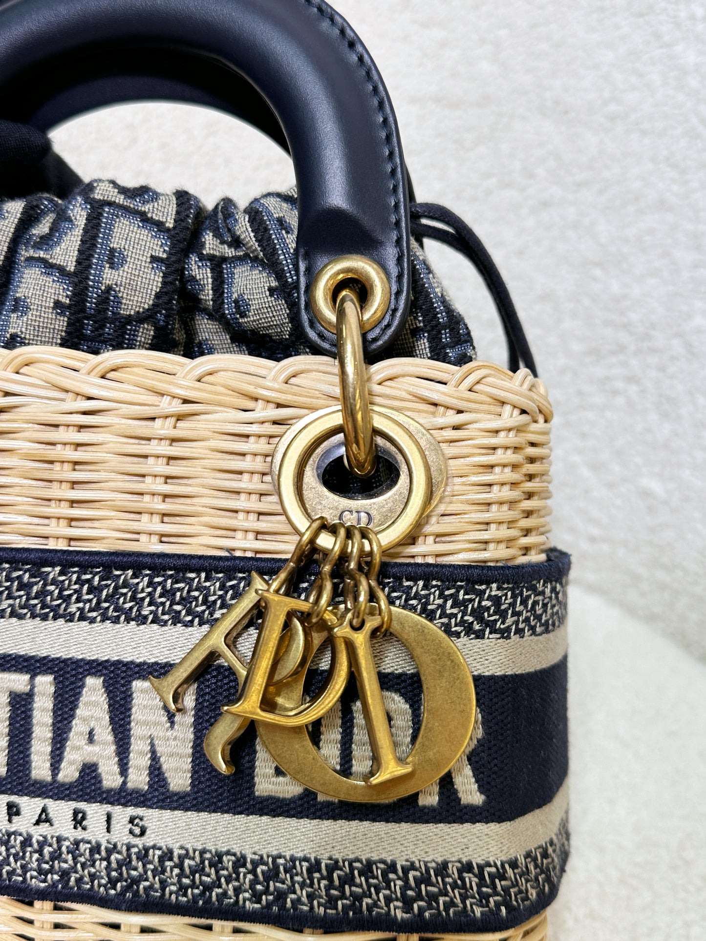 Christian Dior Bicolor Wicker Jacquard Mini Lady Dior Bag