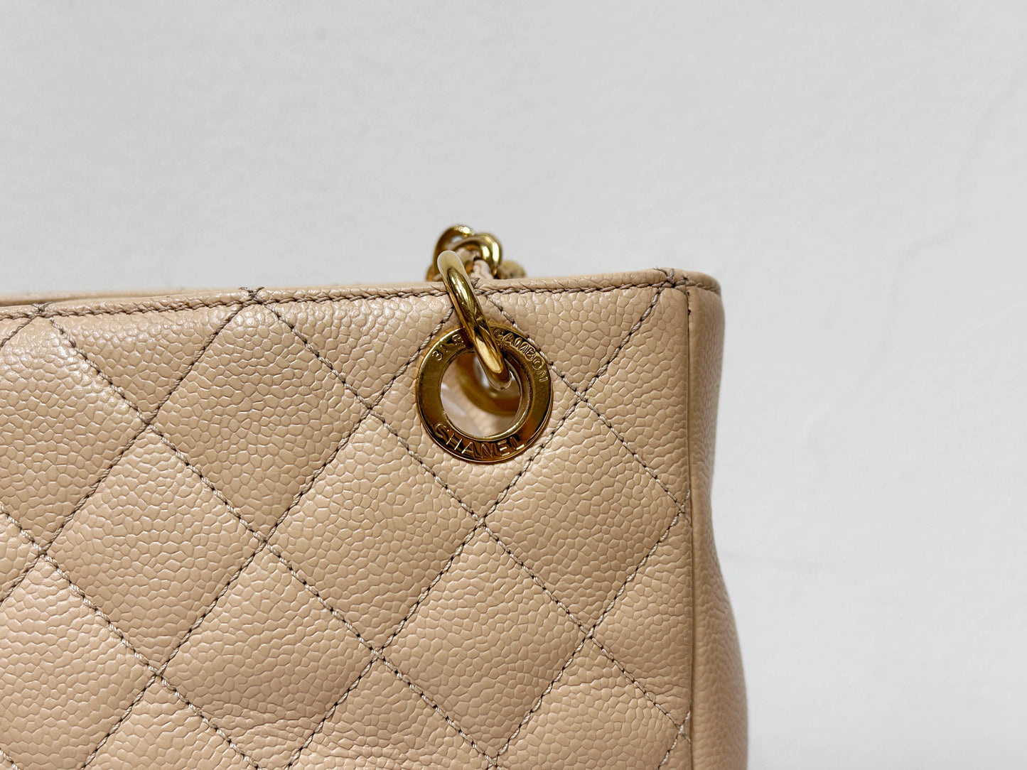 Chanel Caviar Quilted Petit Shopping Tote PST Beige GHW 1551 holo