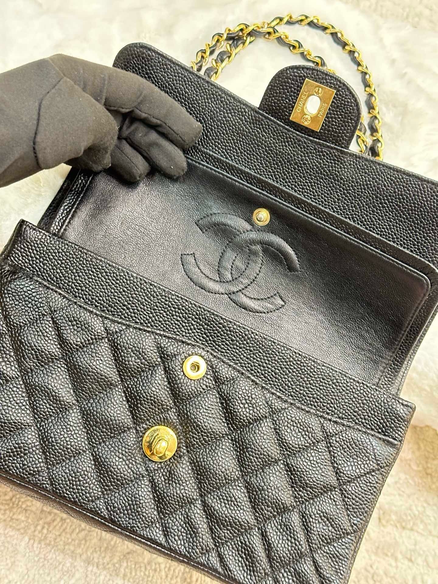 Chanel Small Classic Caviar Double Flap Black Bag GHW