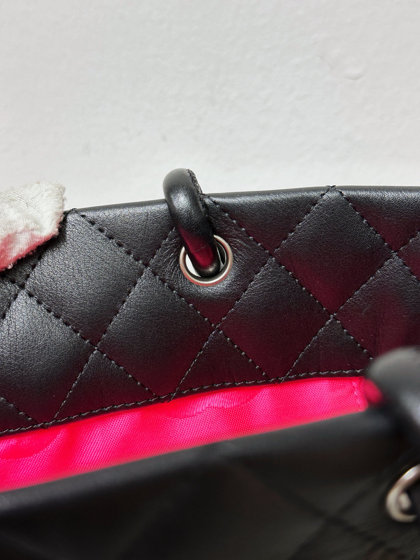 Chanel Calfskin Cambon Line Medium Tote Bag Black 1531 holo
