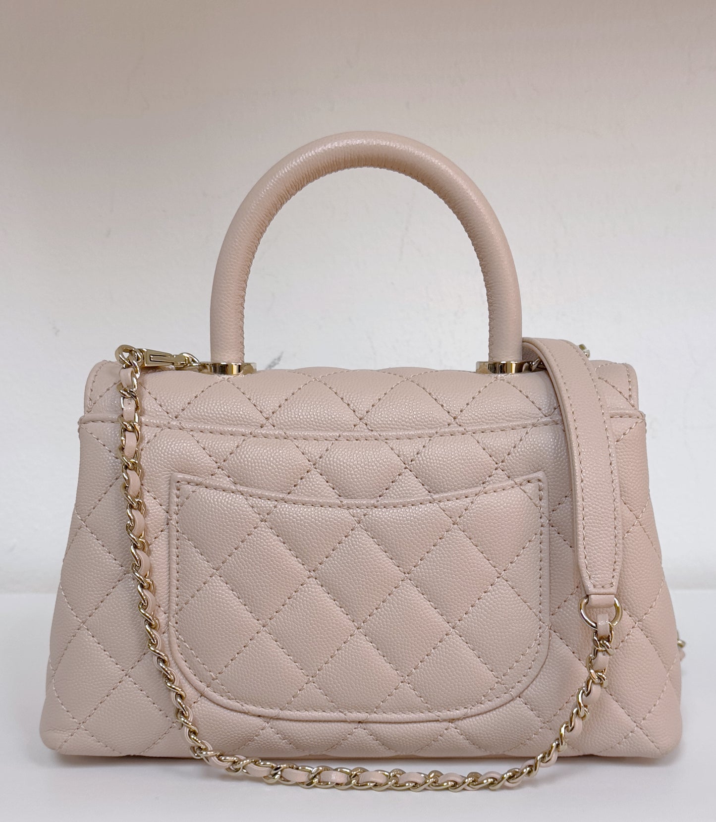 Chanel Small Caviar Coco Handle Light Pink LGHW 21A