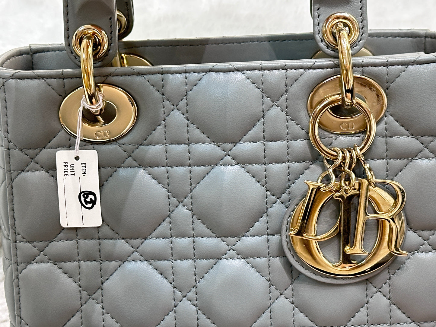 Dior Small Lady Dior My ABCDior Cannage Lambskin Gray