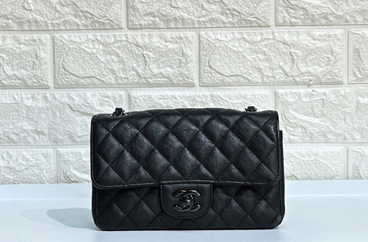 Chanel Mini Rectangle Black Calfskin BHW