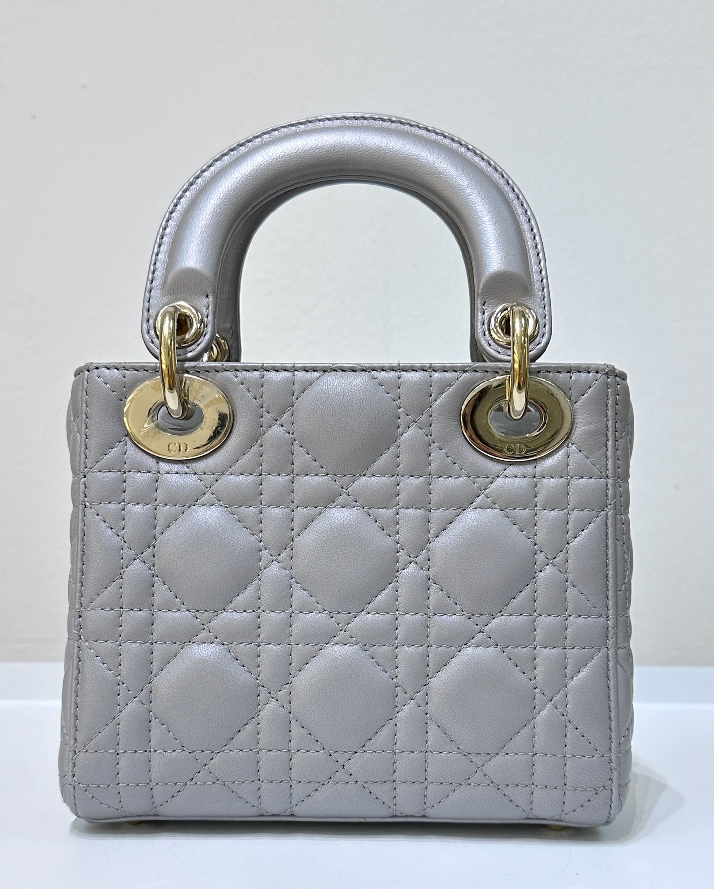 DIOR Mini Lady Dior Pearl Grey GHW