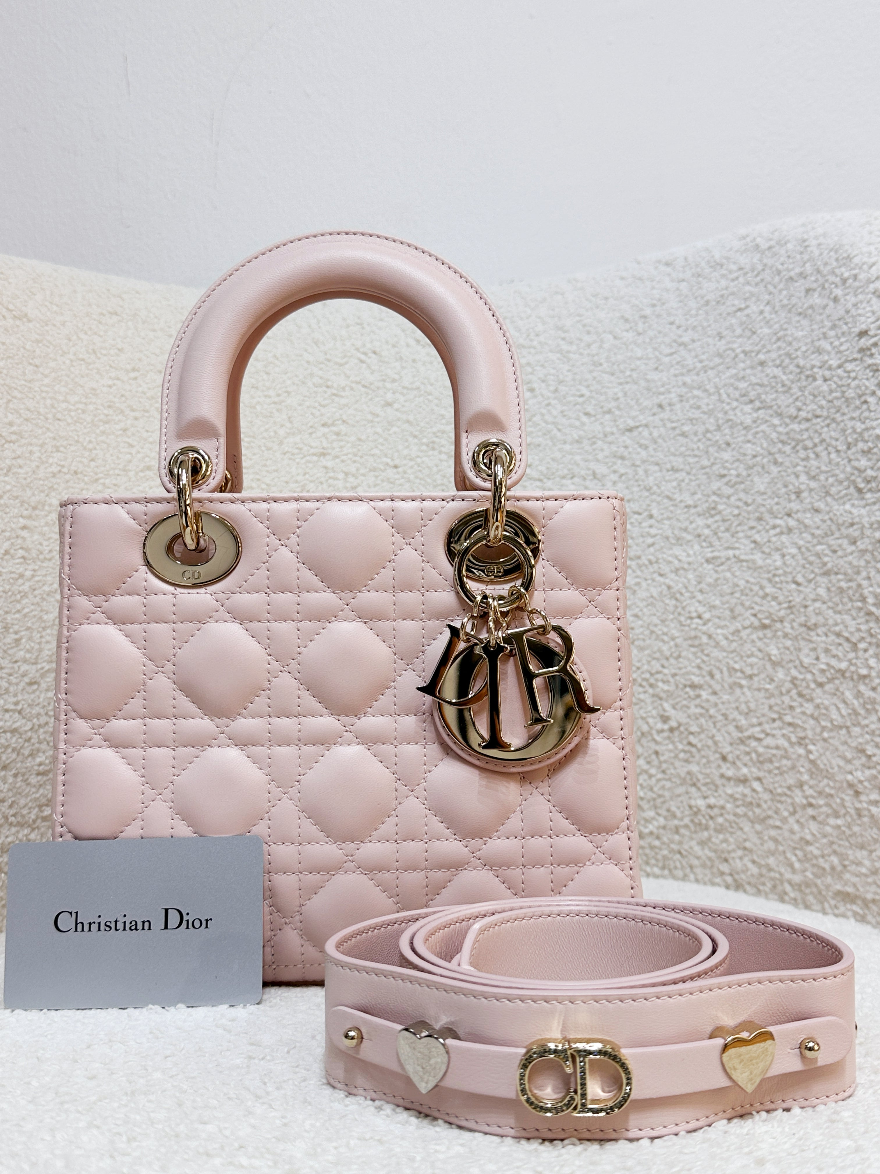Christian Dior Small Lady Dior My ABCDior Bag Powder Pink Cannage Lambskin