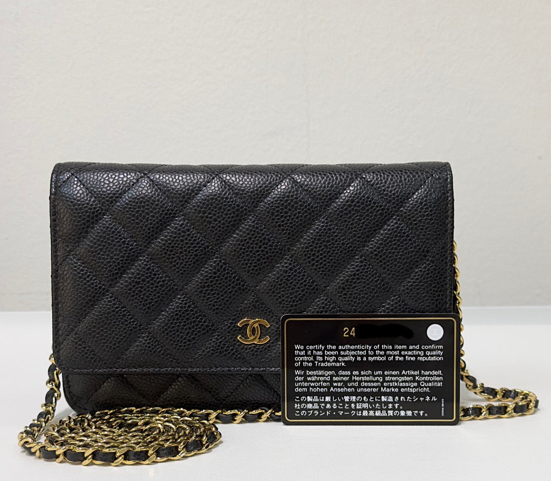 Chanel Classic Wallet on Chain Caviar Black GHW 24 Holo