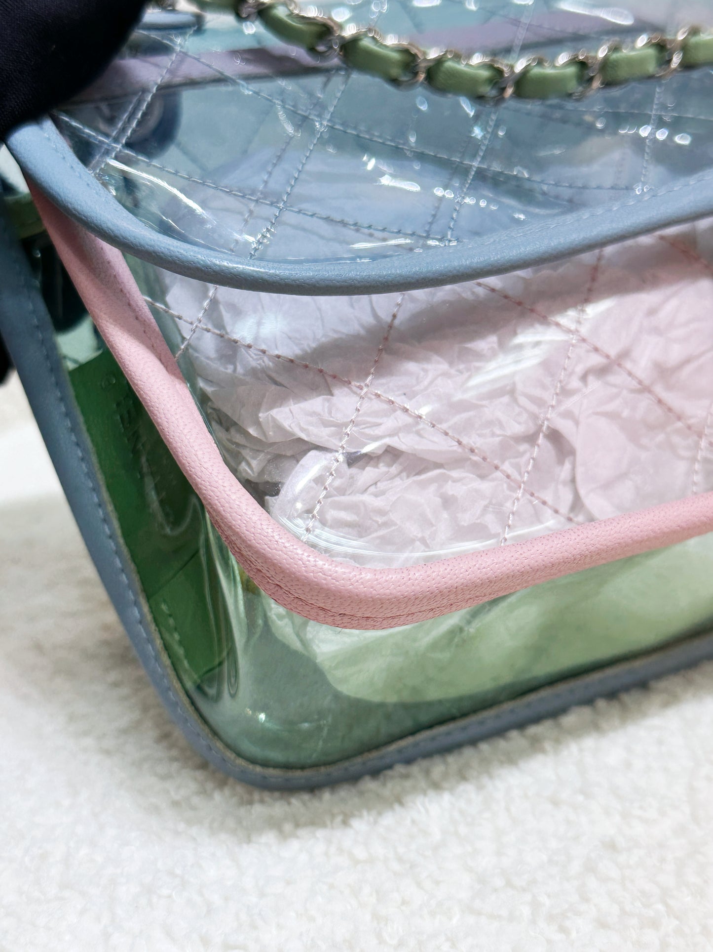 Chanel Coco Splash PVC Medium Flap Bag Blue/Green/Pink 2562 holo