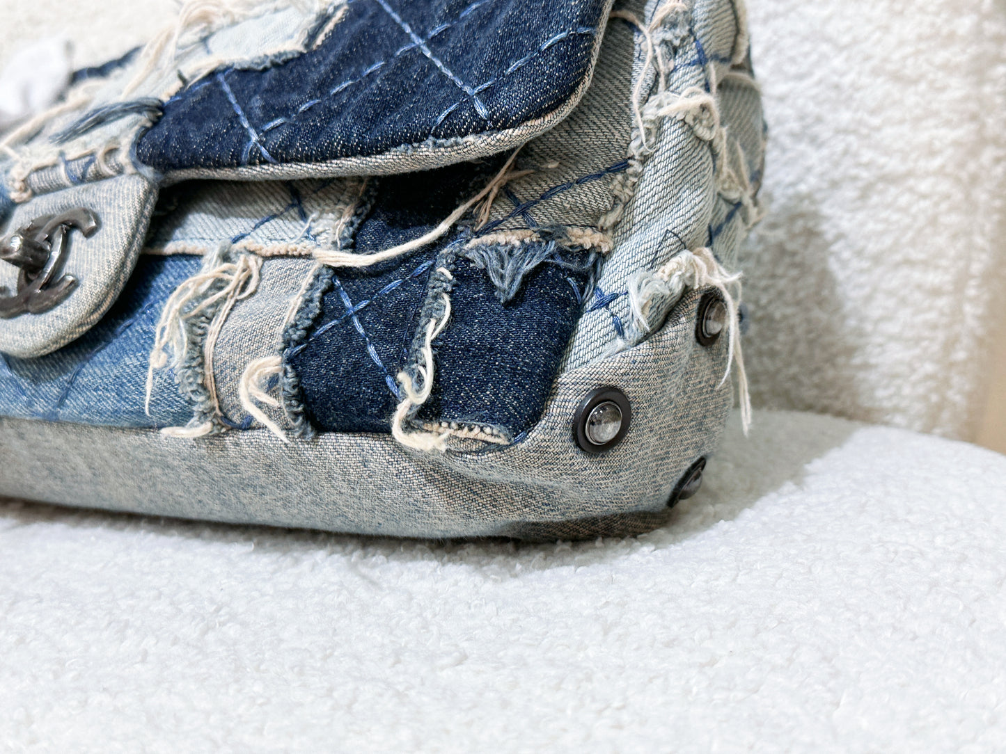 Chanel Blue Denim Paris Dallas Flap Bag Aged Silver Hardware, 2014