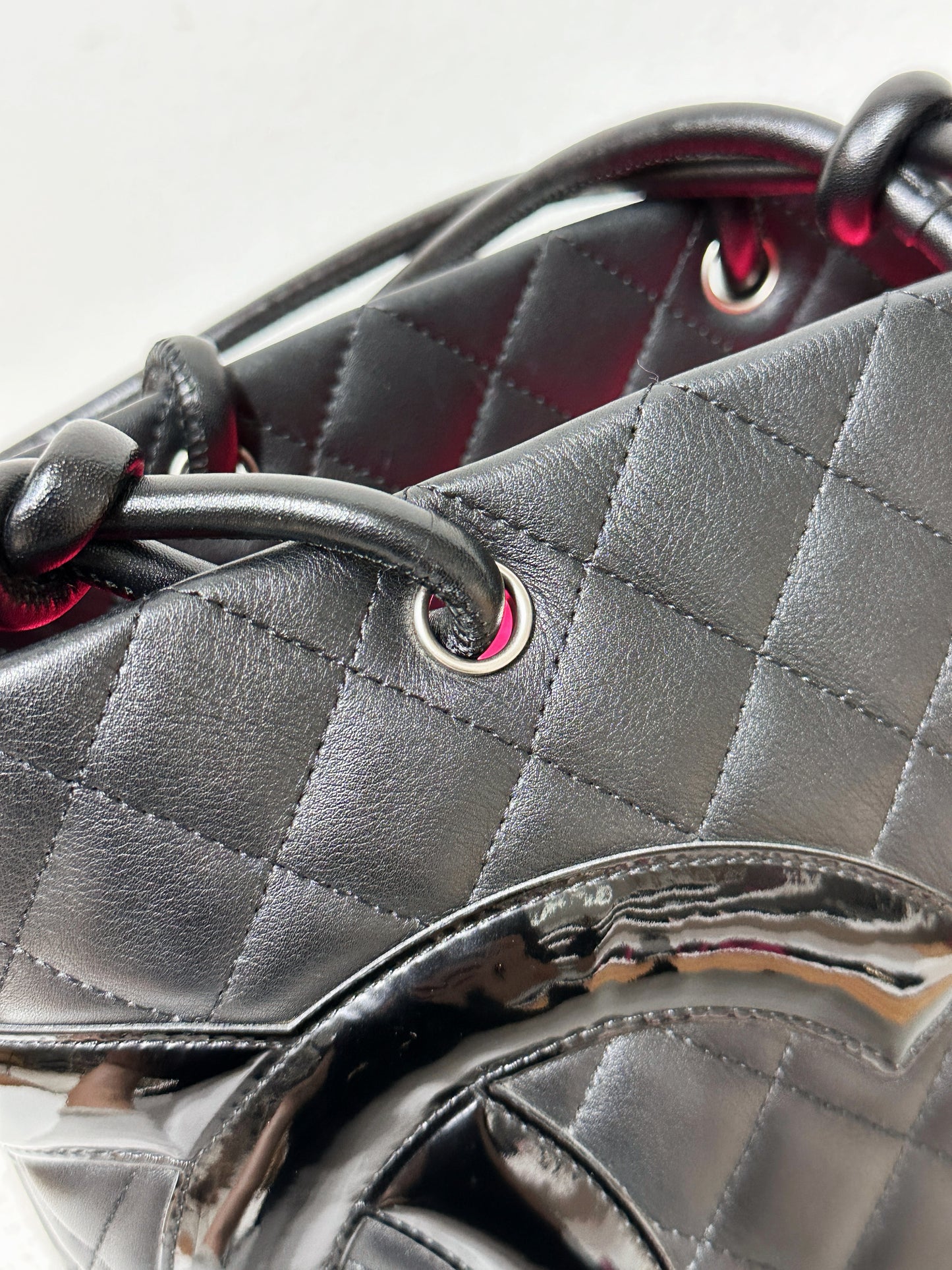 Chanel Calfskin Cambon Line Medium Tote Bag Black 1531 holo