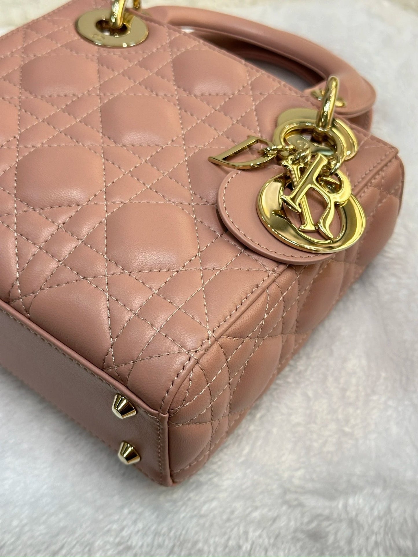 Christian Dior Mini Lambskin Cannage Lady Dior Pink GHW